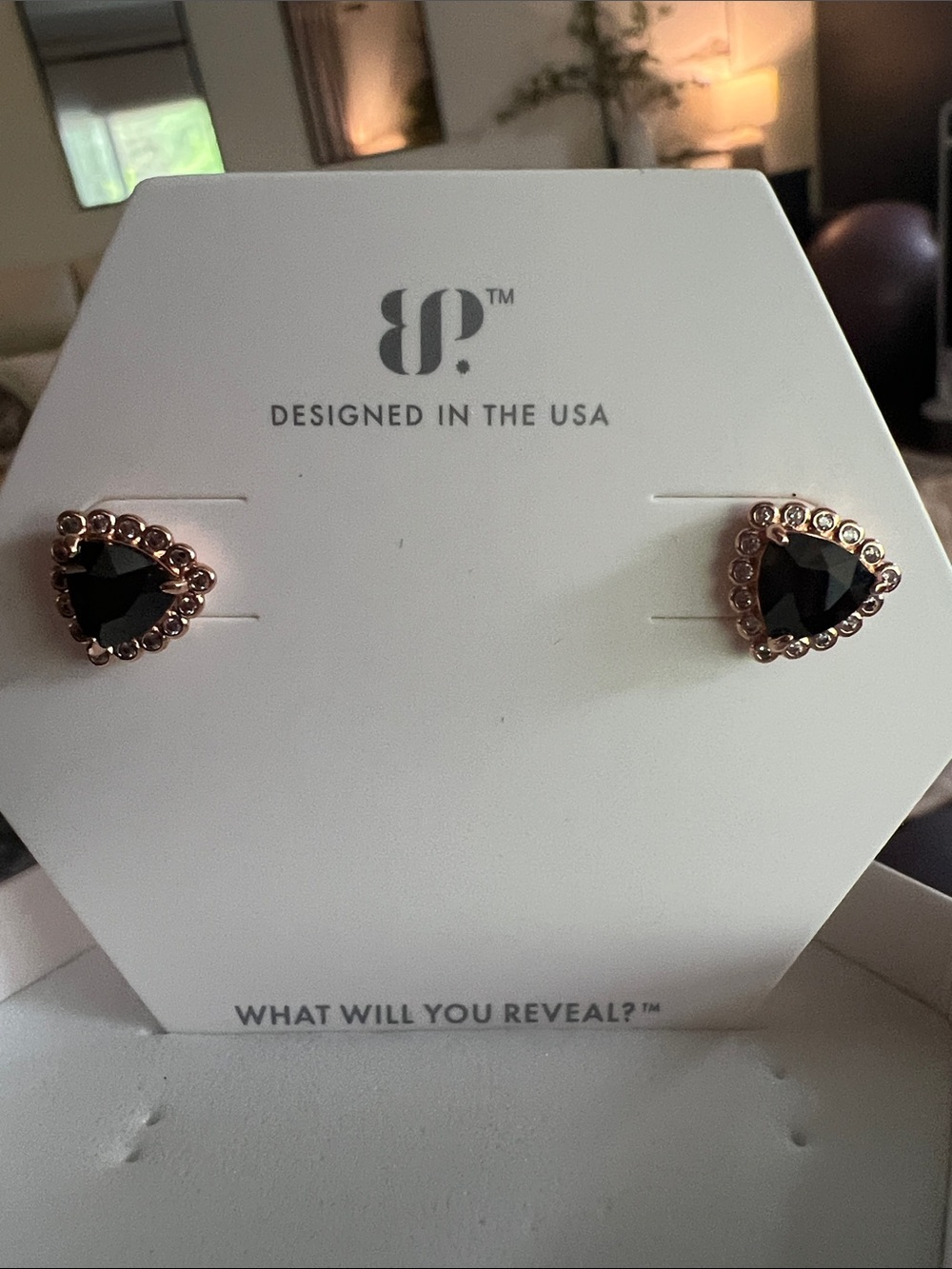 Bomb Party Earrings - black onyx, rose gold plating.